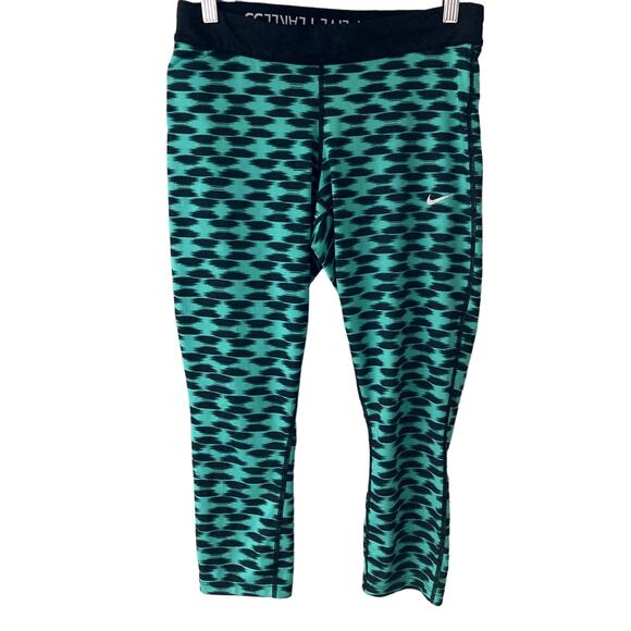 Nike DriFit Cropped Leggings - Green Black - Medium - Picture 1 of 10